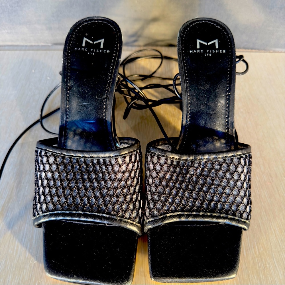 Marc Fisher LTD Black Ankle Strap Dressy Heels